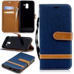 Color Matching Denim Texture Leather Case for Galaxy  J6 , with Holder & Card Slots & Wallet & Lanyard(Black)