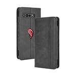 For Asus ROG Phone 3 ZS661KS  Magnetic Buckle Retro Crazy Horse Texture Horizontal Flip Leather Case  , with Holder & Card Slots & Photo Frame(Black)