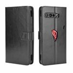 For Asus ROG Phone 3 ZS661KS Retro Crazy Horse Texture Horizontal Flip Leather Case , with Holder & Card Slots & Photo Frame(Black)