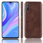 For Huawei P Smart S Shockproof Litchi Texture PC + PU Case(Brown)