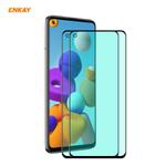 For Samsung Galaxy A21 / A21s 2 PCS ENKAY Hat-Prince 0.26mm 9H 6D Curved Full Screen Eye Protection Green Film Tempered Glass Protector