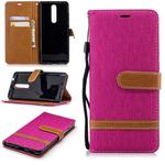 Color Matching Denim Texture Leather Case for Nokia 5.1 (2018), with Holder & Card Slots & Wallet & Lanyard(Rose Red)