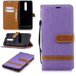 Color Matching Denim Texture Leather Case for Nokia 5.1 (2018), with Holder & Card Slots & Wallet & Lanyard(Purple)