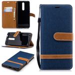 Color Matching Denim Texture Leather Case for Nokia 5.1 (2018), with Holder & Card Slots & Wallet & Lanyard(Dark Blue)