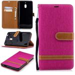 Color Matching Denim Texture Leather Case for Nokia 2.1 (2018) , with Holder & Card Slots & Wallet & Lanyard(Rose Red)