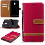 Color Matching Denim Texture Leather Case for Nokia 2.1 (2018) , with Holder & Card Slots & Wallet & Lanyard(Red)