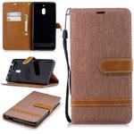 Color Matching Denim Texture Leather Case for Nokia 2.1 (2018) , with Holder & Card Slots & Wallet & Lanyard(Brown)