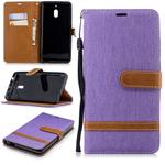 Color Matching Denim Texture Leather Case for Nokia 2.1 (2018) , with Holder & Card Slots & Wallet & Lanyard(Purple)