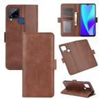 For OPPO Realme C15 Dual-side Magnetic Buckle Horizontal Flip Leather Case with Holder & Card Slots & Wallet(Brown)
