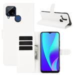 For OPPO Realme C15 Litchi Texture Horizontal Flip Protective Case with Holder & Card Slots & Wallet(White)