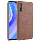 For Huawei P Smart S Shockproof Crocodile Texture PC + PU Case(Brown)