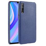 For Huawei P Smart S Shockproof Crocodile Texture PC + PU Case(Blue)