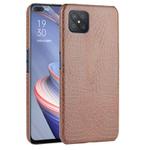 For Oppo Reno4 Z 5G/A92S Shockproof Crocodile Texture PC + PU Case(Brown)
