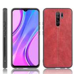 For Xiaomi Redmi 9 Shockproof Sewing Cow Pattern Skin PC + PU + TPU Case(Red)