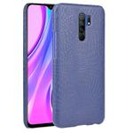 For Xiaomi Redmi 9 Shockproof Crocodile Texture PC + PU Case(Blue)