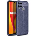 For OPPO Realme C15 Litchi Texture TPU Shockproof Case(Navy Blue)