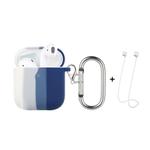 ENKAY Hat-Prince ENK-AC8002 for Apple AirPods 1 / 2 Wireless Earphone Rainbow Color TPU Protective Case with Carabiner and Anti-lost Rope(White Grey Blue)