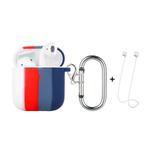 ENKAY Hat-Prince ENK-AC8002 for Apple AirPods 1 / 2 Wireless Earphone Rainbow Color TPU Protective Case with Carabiner and Anti-lost Rope(White Red Blue)