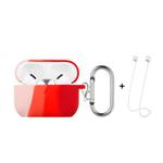 ENKAY Hat-Prince ENK-AC8102 for Apple AirPods Pro Wireless Earphone Rainbow Color TPU Protective Case with Carabiner and Anti-lost Rope(Pink to Red)