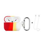 ENKAY Hat-Prince ENK-AC8102 for Apple AirPods Pro Wireless Earphone Rainbow Color TPU Protective Case with Carabiner and Anti-lost Rope(Red to White)