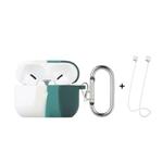 ENKAY Hat-Prince ENK-AC8102 for Apple AirPods Pro Wireless Earphone Rainbow Color TPU Protective Case with Carabiner and Anti-lost Rope(White to Green)