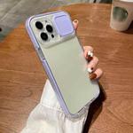 3 in 1 TPU + PC Transparent Phone Case with Sliding Camera Cover For iPhone 13 Pro(Purple)