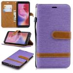 Color Matching Denim Texture Leather Case for Xiaomi Redmi 6 / 6A, with Holder & Card Slots & Wallet & Lanyard(Purple)
