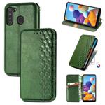 For Samsung Galaxy A21 (US Version) Cubic Grid Pressed Horizontal Flip Magnetic Leather Case with Holder & Card Slots & Wallet(Green)