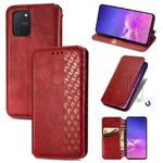 For Galaxy M80S/A91/S10 Lite Cubic Grid Pressed Horizontal Flip Magnetic Leather Case with Holder & Card Slots & Wallet(Red)