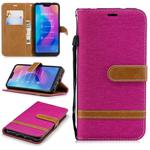 Color Matching Denim Texture Leather Case for Xiaomi Redmi 6 Pro, with Holder & Card Slots & Wallet & Lanyard(Rose Red)