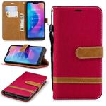 Color Matching Denim TextureColor Matching Denim Texture Leather Case for Xiaomi Redmi 6 Pro, with Holder & Card Slots & Wallet & Lanyard(Red)