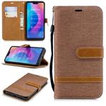 Color Matching Denim Texture Leather Case for Xiaomi Redmi 6 Pro, with Holder & Card Slots & Wallet & Lanyard(Brown)