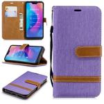 Color Matching Denim Texture Leather Case for Xiaomi Redmi 6 Pro, with Holder & Card Slots & Wallet & Lanyard(Purple)