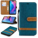 Color Matching Denim Texture Leather Case for Xiaomi Redmi 6 Pro, with Holder & Card Slots & Wallet & Lanyard(Green)