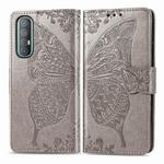 For OPPO Reno3 Pro Butterfly Love Flower Embossed Horizontal Flip Leather Case with Bracket / Card Slot / Wallet / Lanyard(Grey)