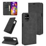 For Samsung Galaxy M31s Retro-skin Business Magnetic Suction Leather Case with Holder & Card Slots & Wallet(Black)