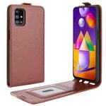 For Samsung Galaxy M31s R64 Texture Single Vertical Flip Leather Protective Case with Card Slots & Photo Frame(Brown)