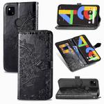 For OPPO Reno 4 Pro 5G  Mandala Flower Embossed Horizontal Flip Leather Case with Bracket / Card Slot / Wallet / Lanyard(Black)