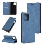 For iPhone 12 Pro Max Retro-skin Business Magnetic Suction Leather Case with Holder & Card Slots & Wallet(Dark Blue)