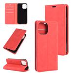 For iPhone 12 Pro Max Retro-skin Business Magnetic Suction Leather Case with Holder & Card Slots & Wallet(Red)