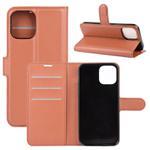 For iPhone 12 Pro Max Litchi Texture Horizontal Flip Protective Case with Holder & Card Slots & Wallet(Brown)
