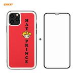 For iPhone 11 Pro Hat-Prince ENKAY ENK-PC0472 Cartoon Series PU Leather + PC Hard Slim CaseShockproof Cover ＆ 0.26mm 9H 2.5D Full Glue Full Coverage Tempered Glass Protector Film(Red)