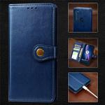 For Motorola One Fusion Plus Retro Solid Color Leather Buckle Phone Case with Lanyard & Photo Frame & Card Slot & Wallet & Stand Function(Blue)