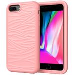 For iPhone 6/7/8G Wave Pattern 3 in 1 Silicone+PC Shockproof Protective Case(Rose Gold)