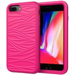 For iPhone 6/7/8G Wave Pattern 3 in 1 Silicone+PC Shockproof Protective Case(Hot Pink)
