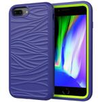 For iPhone 6/7/8 Plus Wave Pattern 3 in 1 Silicone+PC Shockproof Protective Case(Navy+Olivine)