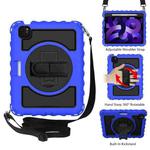 For iPad Air 2022 / 2020 10.9 360 Degree Rotation PC + Silicone Shockproof Combination Case with Holder & Hand Grip Strap & Neck Strap & Pen Slot Holder(Blue)