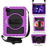 For iPad Air 2022 / 2020 10.9 360 Degree Rotation PC + Silicone Shockproof Combination Case with Holder & Hand Grip Strap & Neck Strap & Pen Slot Holder(Purple)