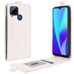 For Realme C15 R64 Texture Single Vertical Flip Leather Protective Case with Card Slots & Photo Frame(White)