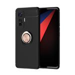 For VIVO IQOO 5 Pro Metal Ring Holder 360 Degree Rotating TPU Case(Black+Rose Gold)